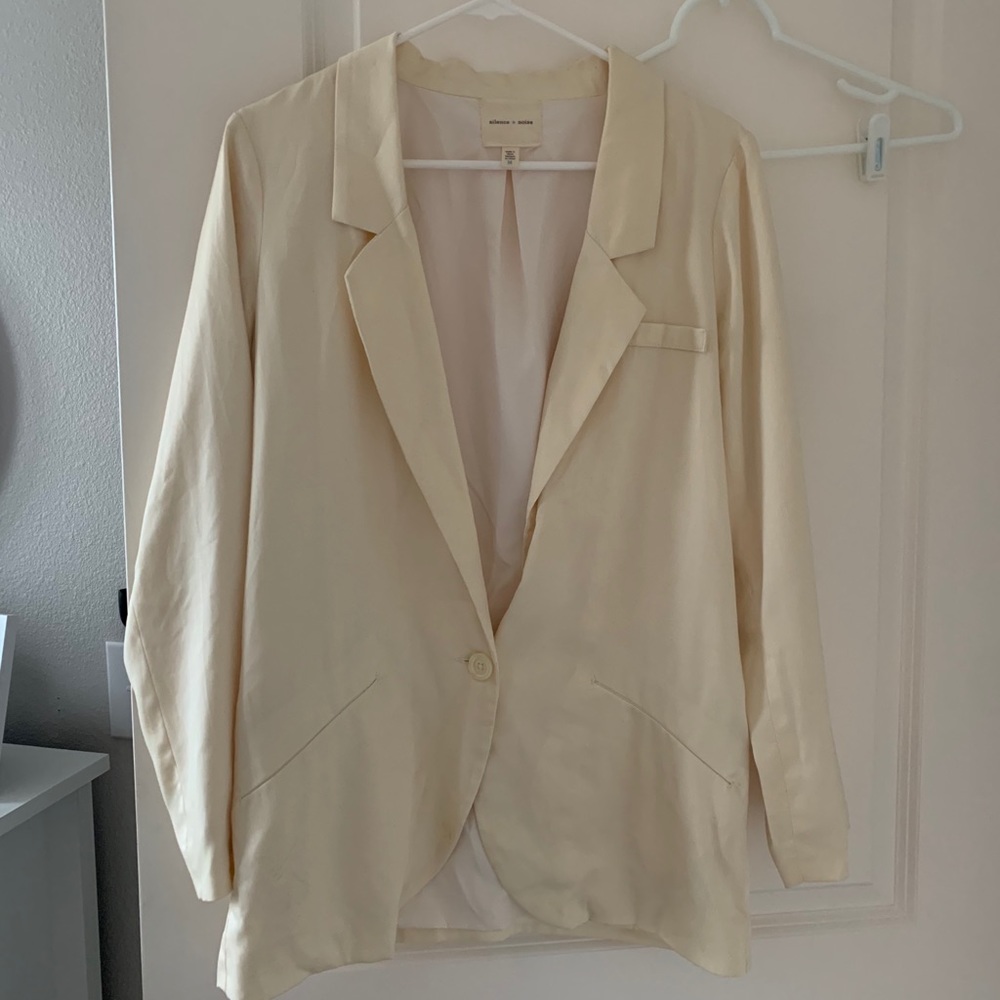 silence + noise one button cream blazer